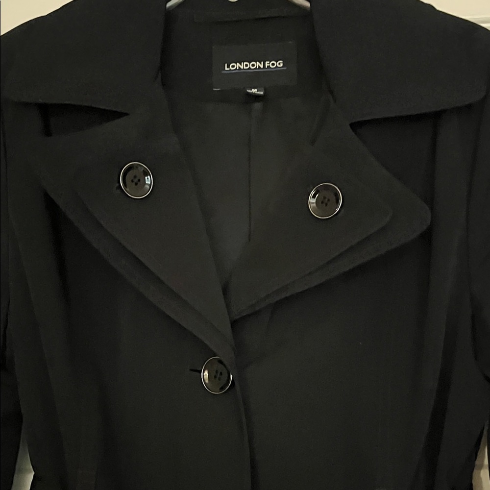 Trench Coat, London Fog Women's Elegant, Black, Knee-length - Picture 3 of 6